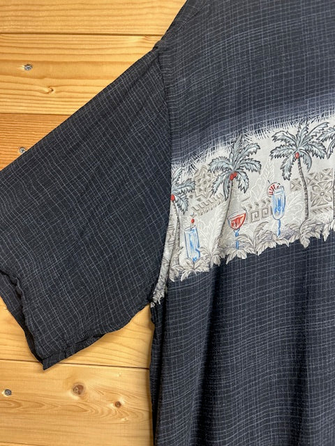 メンズヴィンテージアロハシャツ【MODA CAMPIA MODA】ヤシの木 ブラック