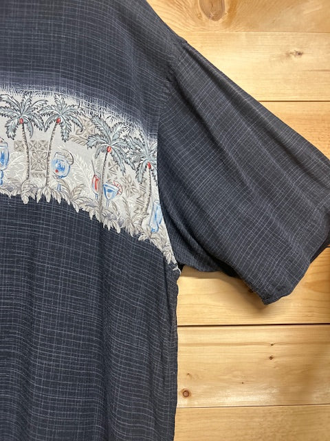 メンズヴィンテージアロハシャツ【MODA CAMPIA MODA】ヤシの木 ブラック