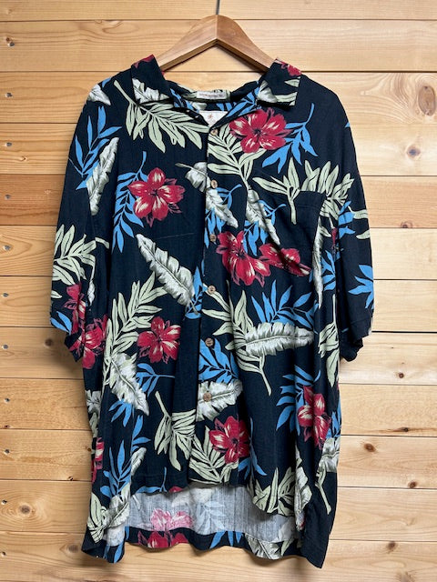 メンズヴィンテージ　アロハシャツ【Paradise Collection】 ハイビスカス ブラック