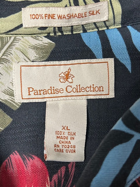 メンズヴィンテージ　アロハシャツ【Paradise Collection】 ハイビスカス ブラック