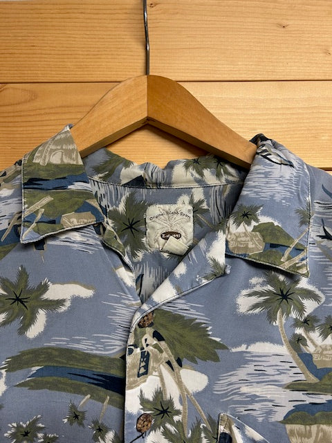 メンズヴィンテージ　アロハシャツ【Original Island Sport】ビーチ ブルー