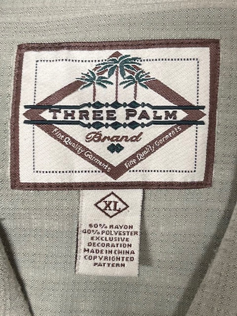 メンズヴィンテージ アロハシャツ 【THREE PALM】無地 グリーン