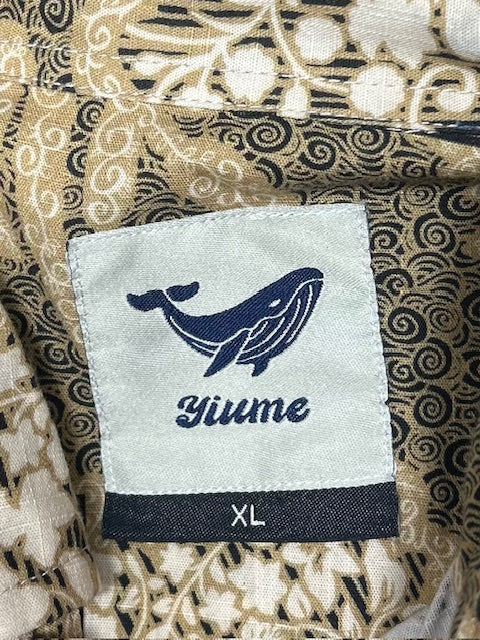 メンズヴィンテージ アロハシャツ 【Yiume】フラワー 幾何学模様 グリーン