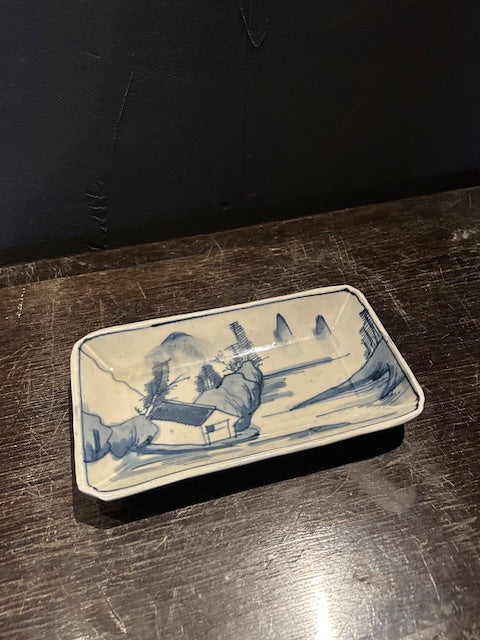伊万里 染付山水文長皿