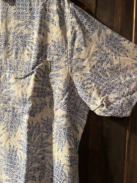 メンズヴィンテージ アロハシャツ 【Tasso Elba】ハイビスカス ブルー