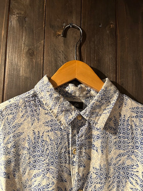 メンズヴィンテージ アロハシャツ 【Tasso Elba】ハイビスカス ブルー