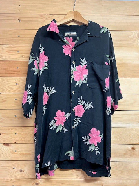 メンズヴィンテージ アロハシャツ 【Tommy bahama】ハイビスカス ブラック