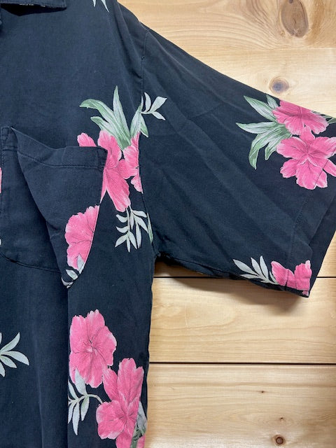 メンズヴィンテージ アロハシャツ 【Tommy bahama】ハイビスカス ブラック