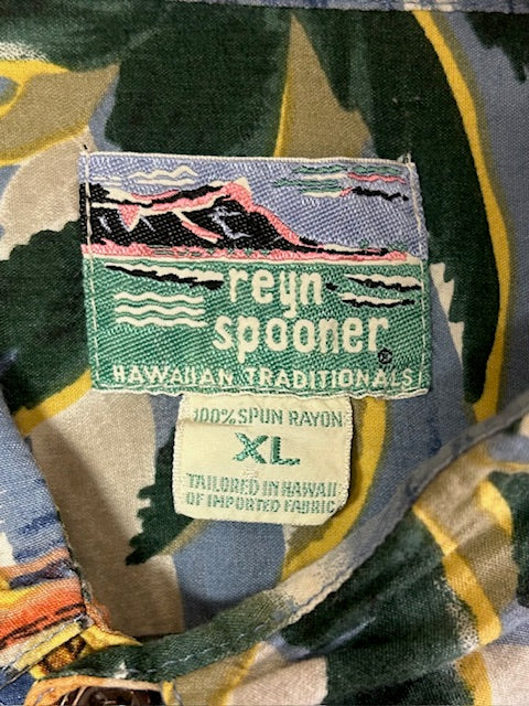 メンズヴィンテージ アロハシャツ 【reyn spooner】ビーチ ブルー