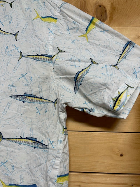 メンズヴィンテージ アロハシャツ 【GUY HARVEY】フィッシュ ホワイト