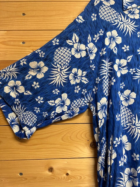 メンズヴィンテージ アロハシャツ 【Aloha Joe】パイナップル ブルー