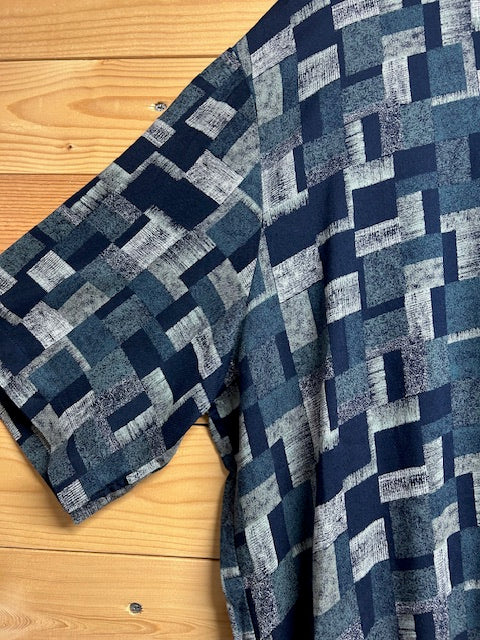 メンズヴィンテージ ポロシャツ 【Alan Stuart】幾何学模様 ブルー