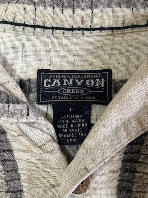メンズヴィンテージ アロハシャツ 【CANYON CREEK】ストライプ ホワイト