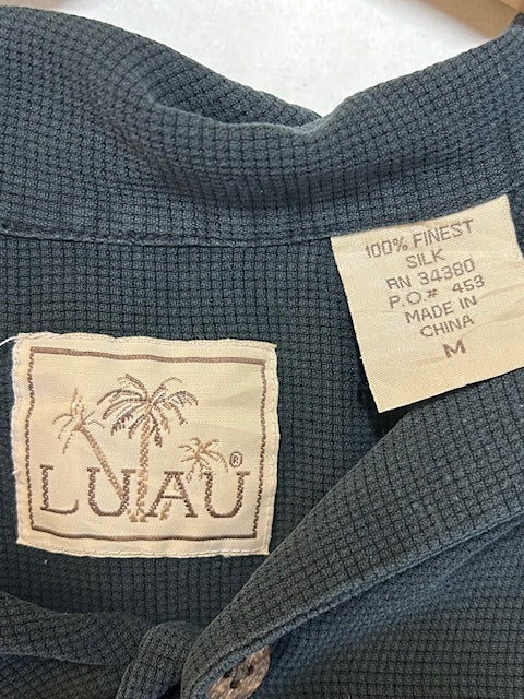 メンズヴィンテージ アロハシャツ 【LUAU】無地 ブラック