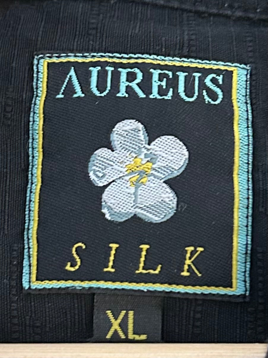 メンズヴィンテージ アロハシャツ 【AUREUS】刺しゅう ブラック