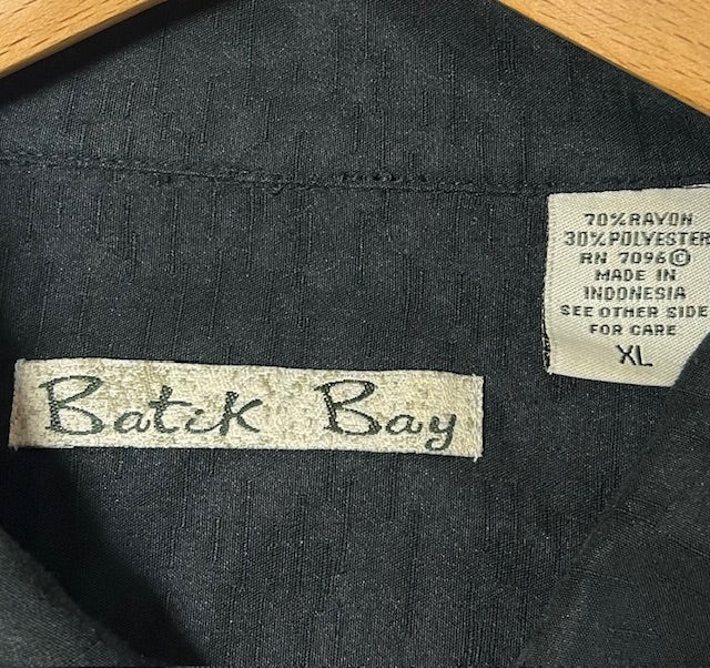 メンズヴィンテージ アロハシャツ 【Batik Bay】無地 ブラック