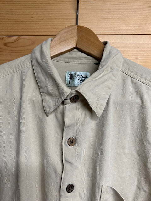 メンズヴィンテージ アロハシャツ 【Vintage Silk】無地 ベージュ