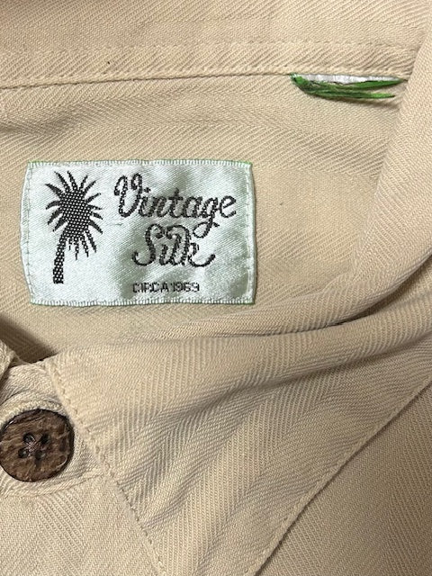 メンズヴィンテージ アロハシャツ 【Vintage Silk】無地 ベージュ