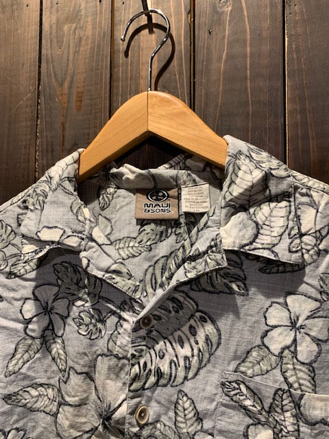 メンズヴィンテージ アロハシャツ 【Maui＆ sons】 ハイビスカス グレー