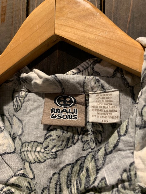 メンズヴィンテージ アロハシャツ 【Maui＆ sons】 ハイビスカス グレー