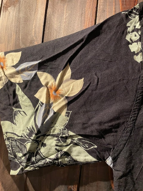 メンズヴィンテージ アロハシャツ 【HIBISCUS COLELECTION HAWAII】 ハイビスカス ブラック