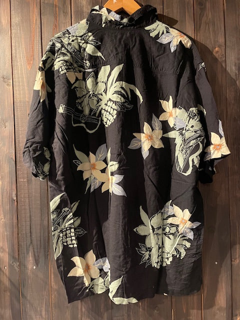 メンズヴィンテージ アロハシャツ 【HIBISCUS COLELECTION HAWAII】 ハイビスカス ブラック