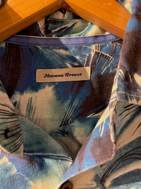 メンズヴィンテージ アロハシャツ 【Havana Breeze】 総柄 ブルー